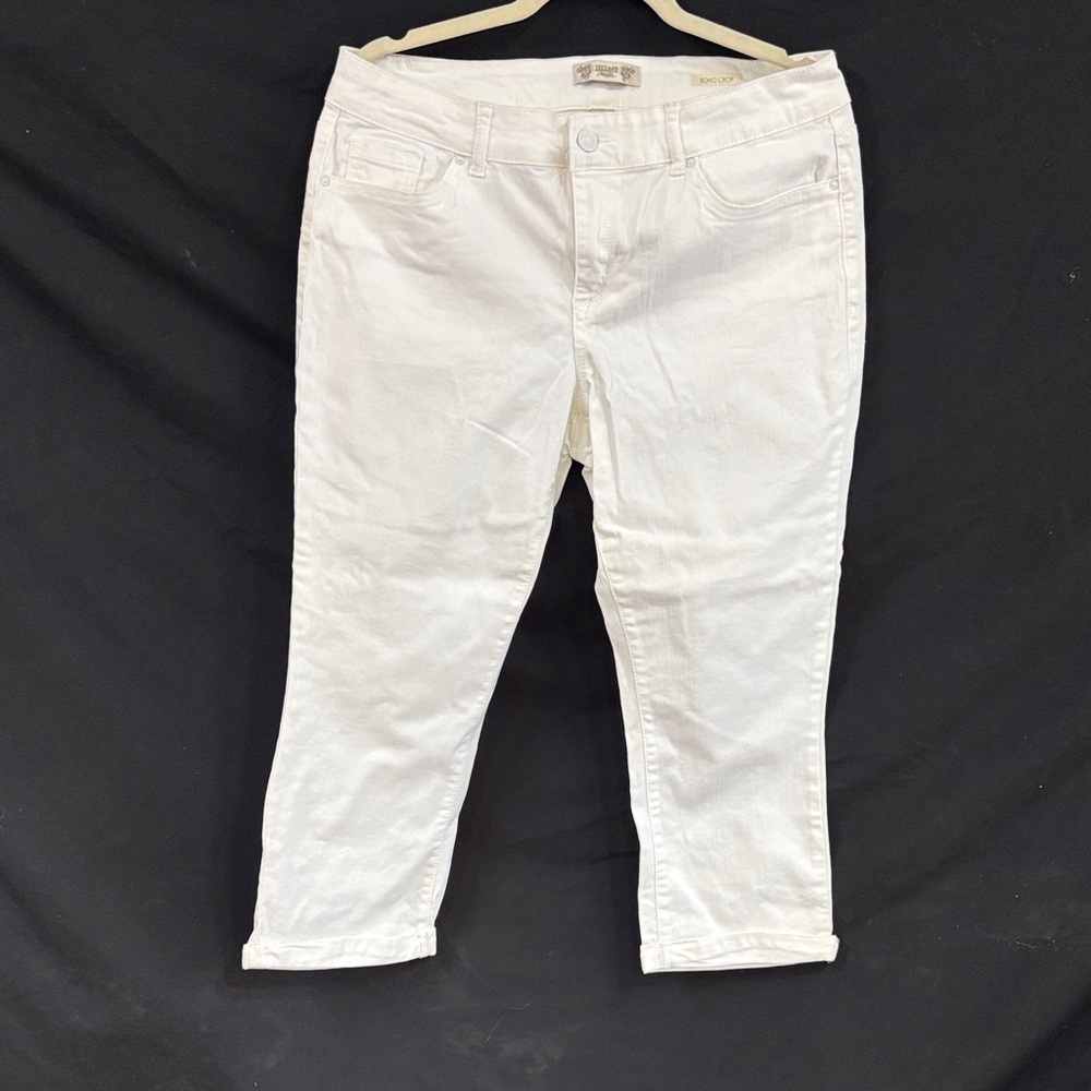 Vintage America Women's Cream Cropped Jeans